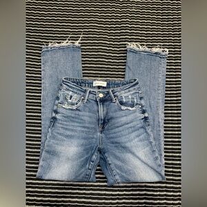 Risen Distressed Blue Denim Jeans